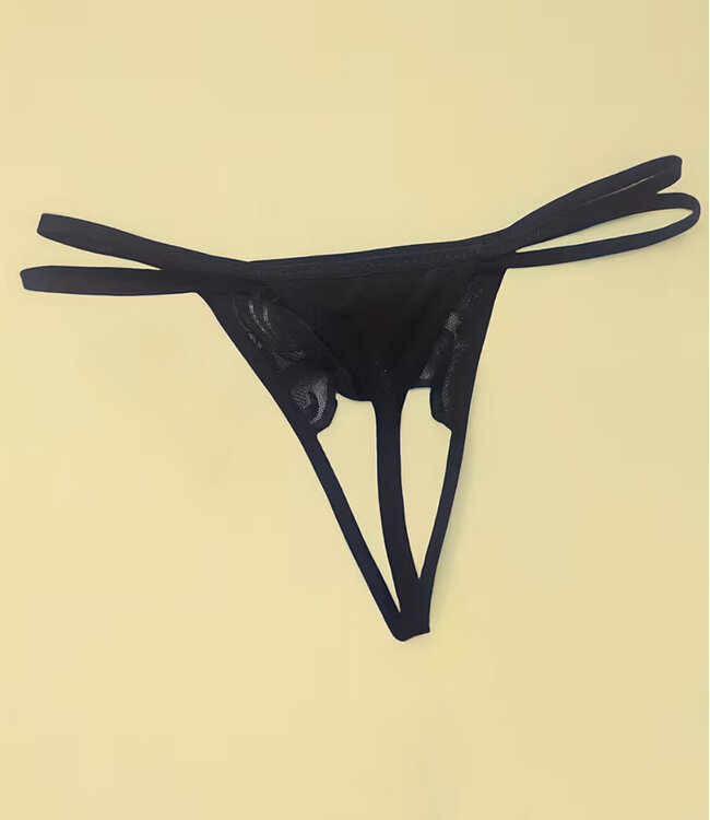 SOSHIN Delphine zwarte string met parels
