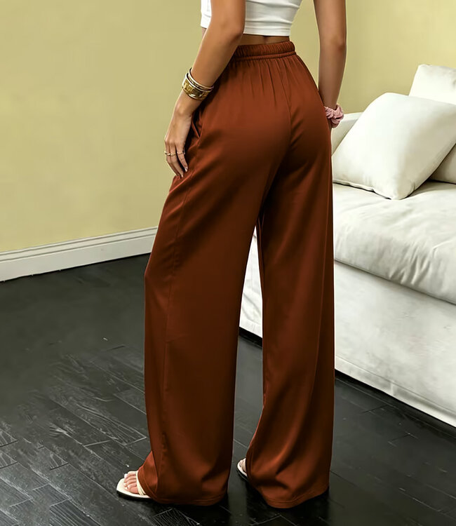 Stylish bruine, satijnen broek - Foto 2 Soshin