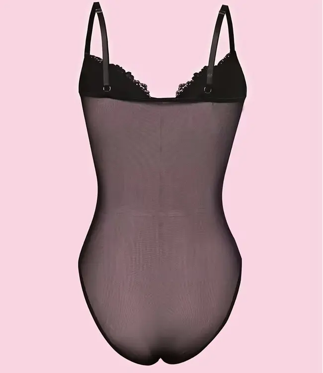 Clara kanten nylon body Zwart - Foto 2 Soshin