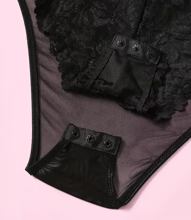 Clara kanten nylon body Zwart - Foto 4 Soshin