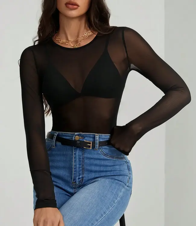 Sylvia transparante nylon body Zwart - Foto 4 Soshin