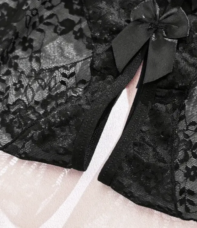 SOSHIN Bardot kanten slip met open kruis Zwart - Foto 4 Soshin