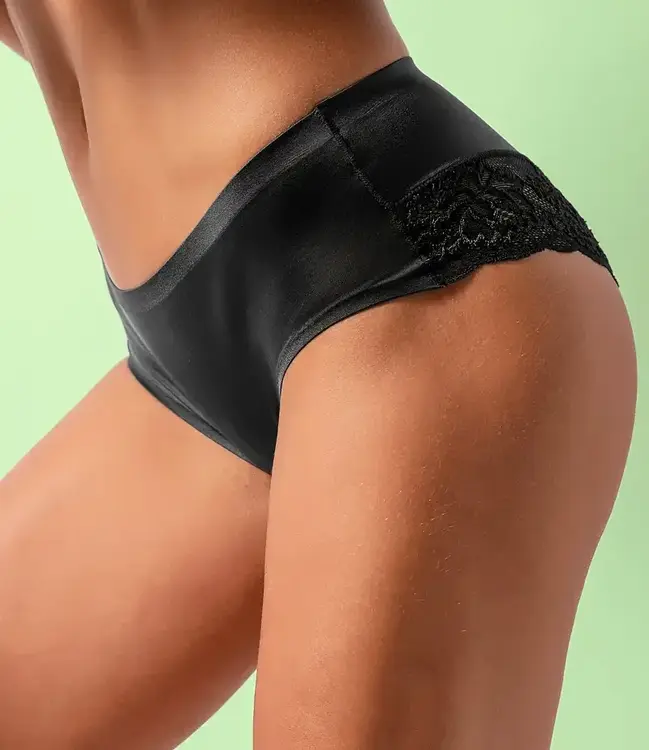 SOSHIN Penelope zwart nylon slipje met kant en fijne stretch - Foto 2 Soshin