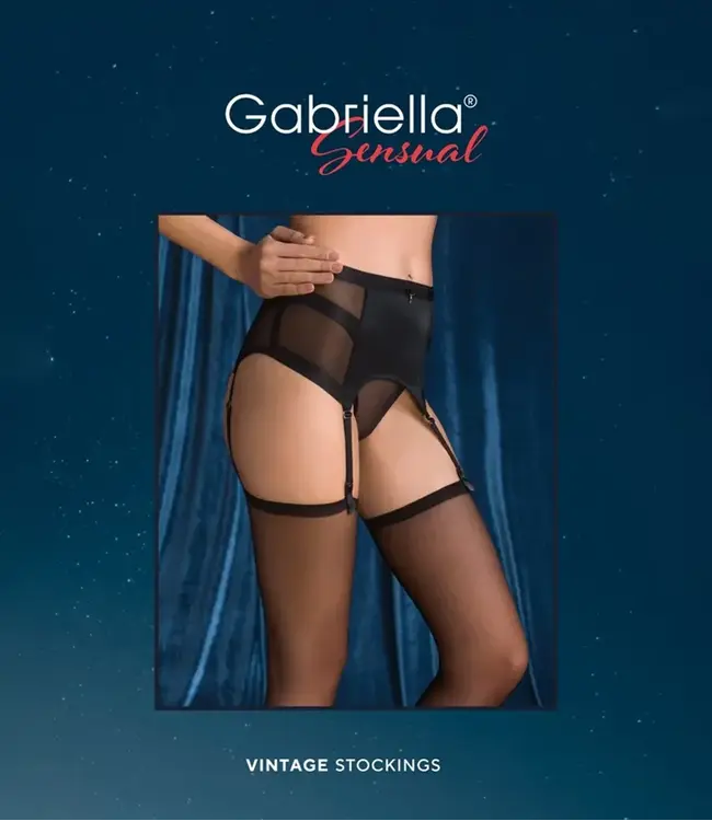 GABRIELLA Vintage 20 zwarte nylon jarretelkousen - Foto 2 Soshin