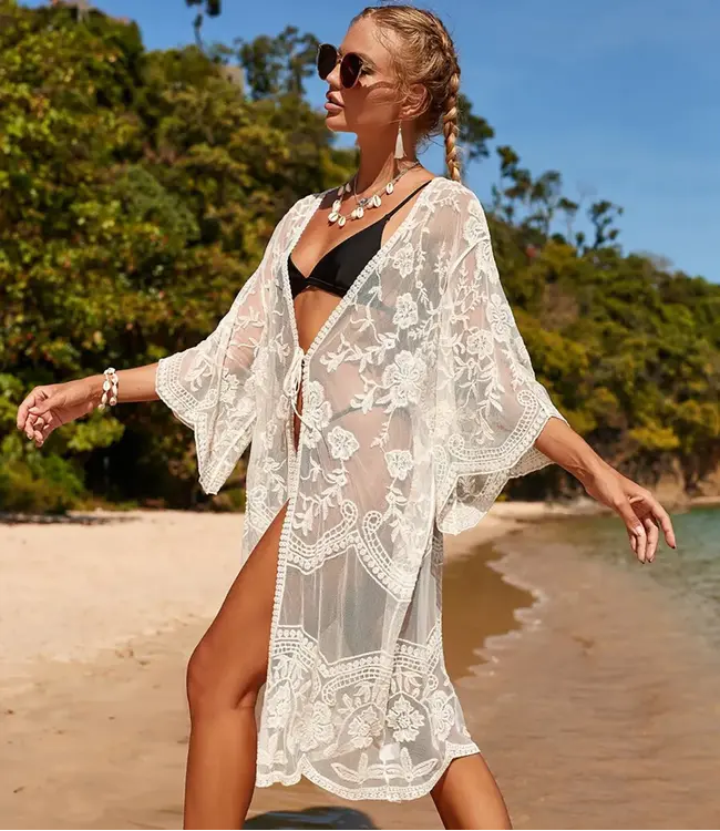 SOSHIN Bohemian Summer wit strandjurkje met mouwen - Foto 3 Soshin