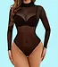 SOSHIN Sheer Love zwarte transparante nylonbody met col - Foto 2 Soshin