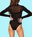 SOSHIN Sheer Love zwarte transparante nylonbody met col - Foto 1 Soshin