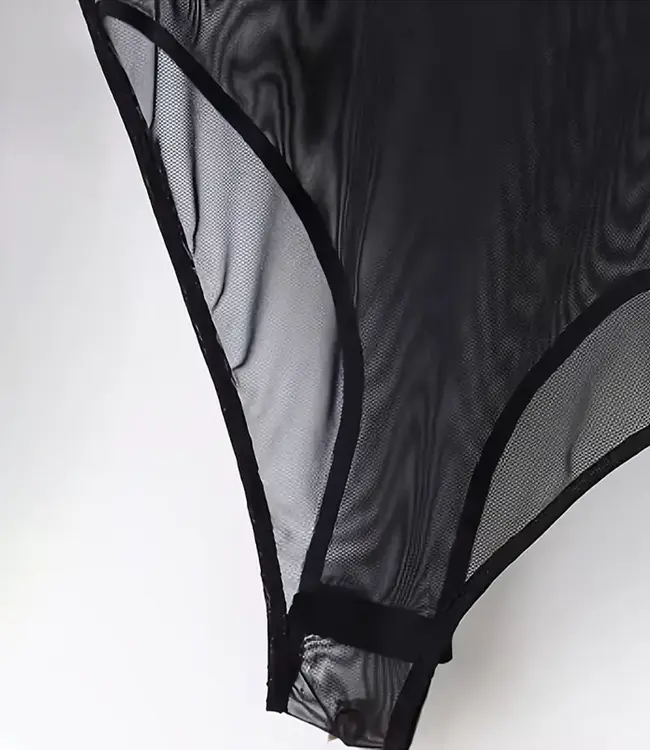 SOSHIN Sheer Love zwarte transparante nylonbody met col - Foto 4 Soshin