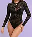 SOSHIN Yolanda zwarte transparante body met bloemenmotief - Foto 4 Soshin