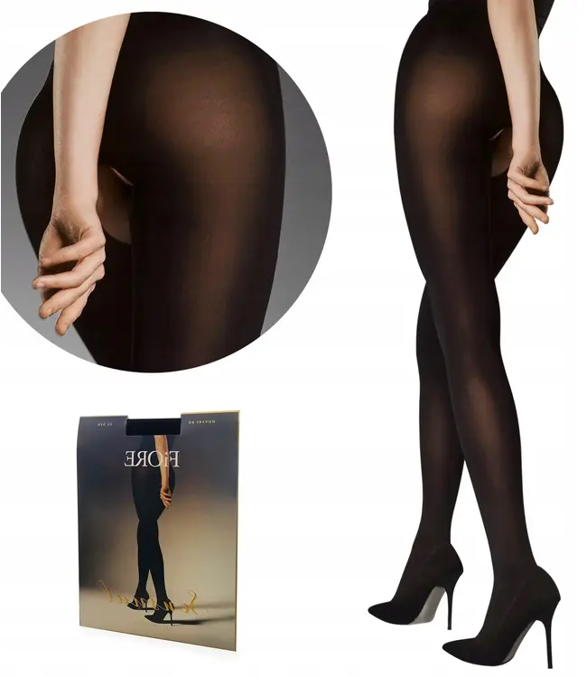 FIORE Ouvert 80 denier dikke, zwarte open kruis panty - Foto 3 Soshin
