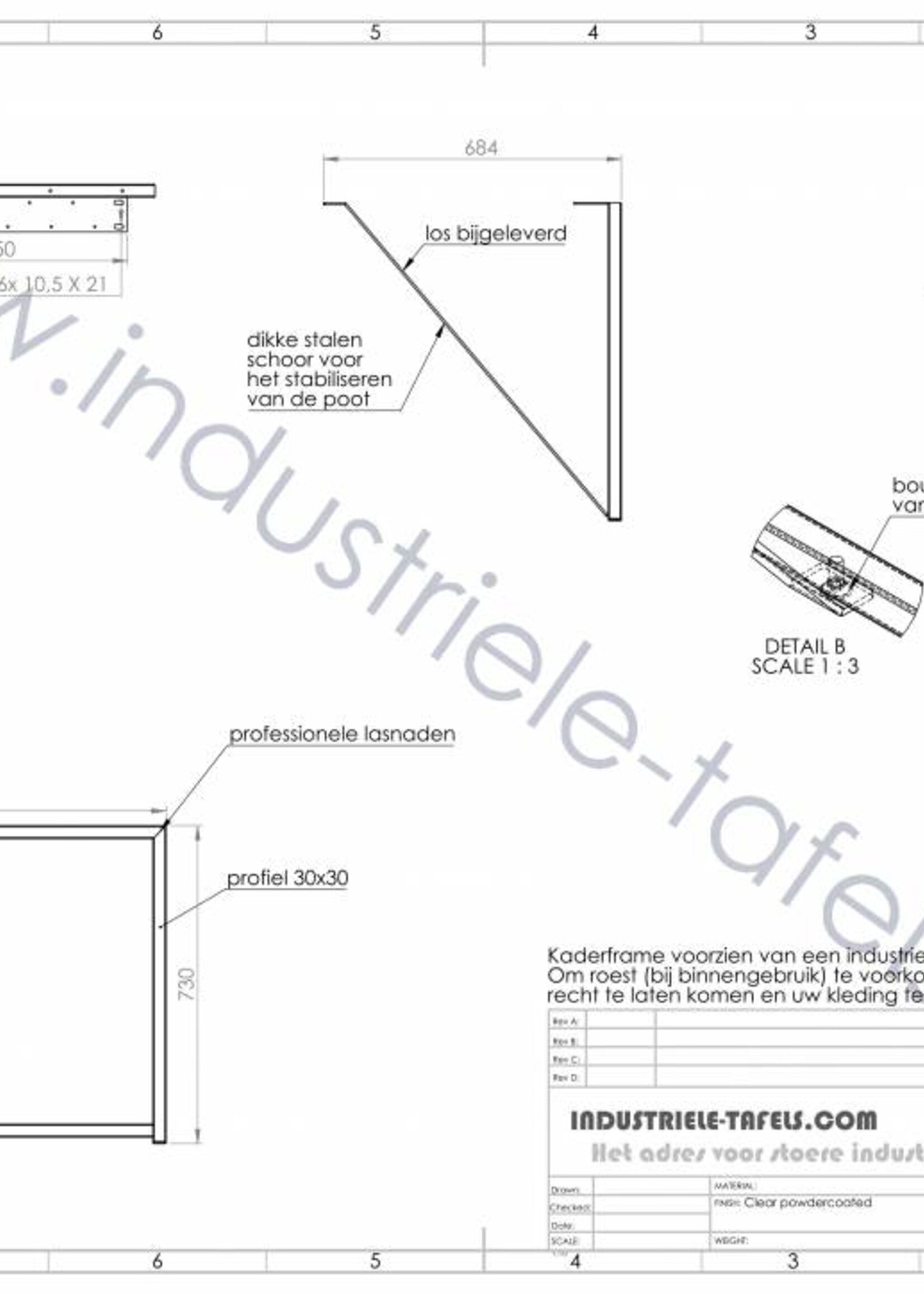 Tafelonderstel Frame 3x3 tafelpoot zwart