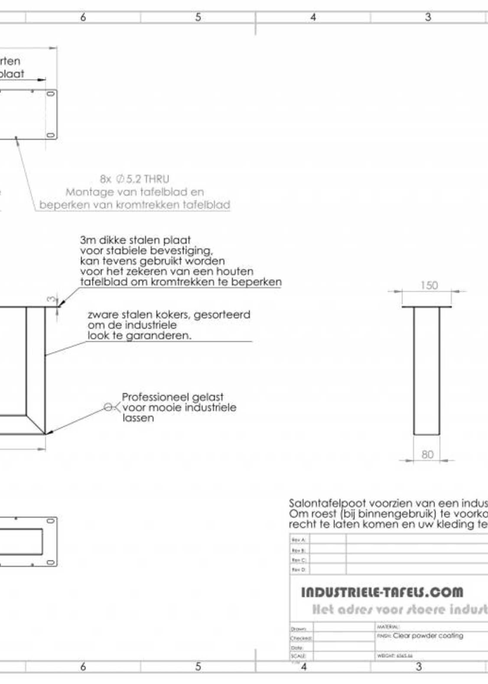 Handgemaakt industrieel salontafel onderstel U poot standaard wit