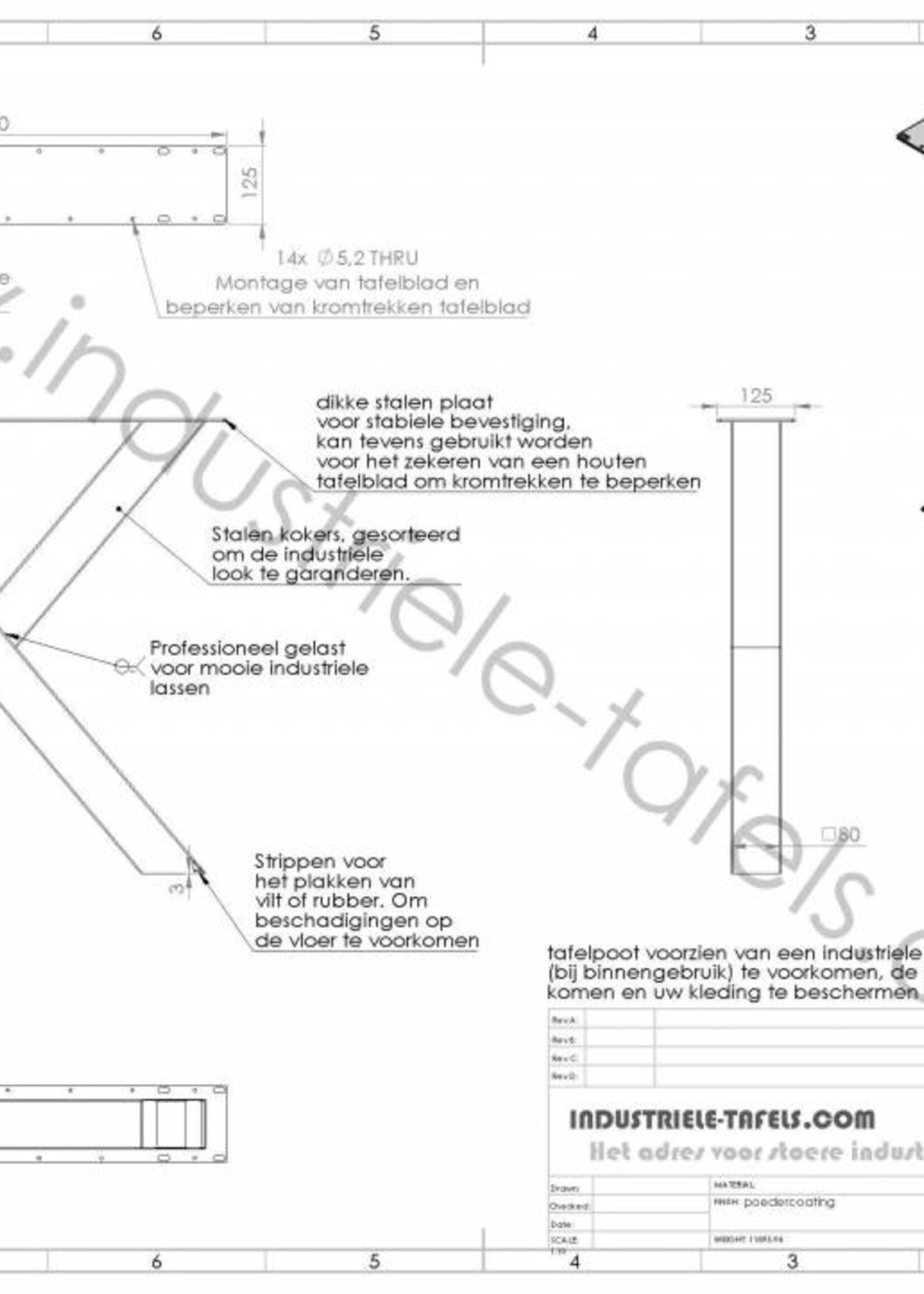 Stalen kruispoot wit 8x8