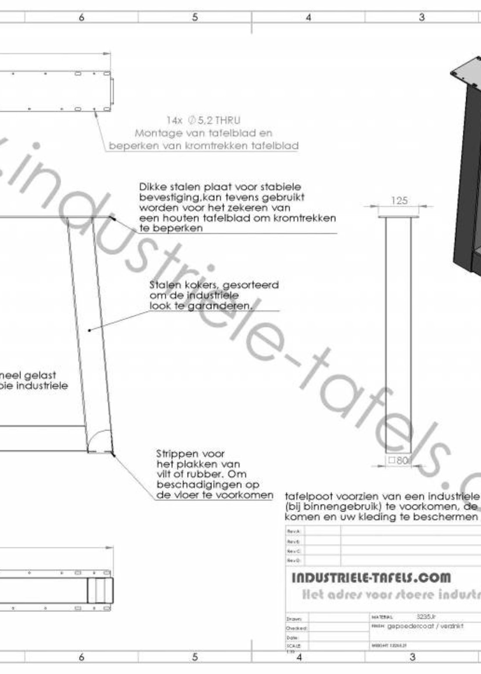 Handgemaakt Industrieel tafelonderstel Trapezium poot standaard zwart