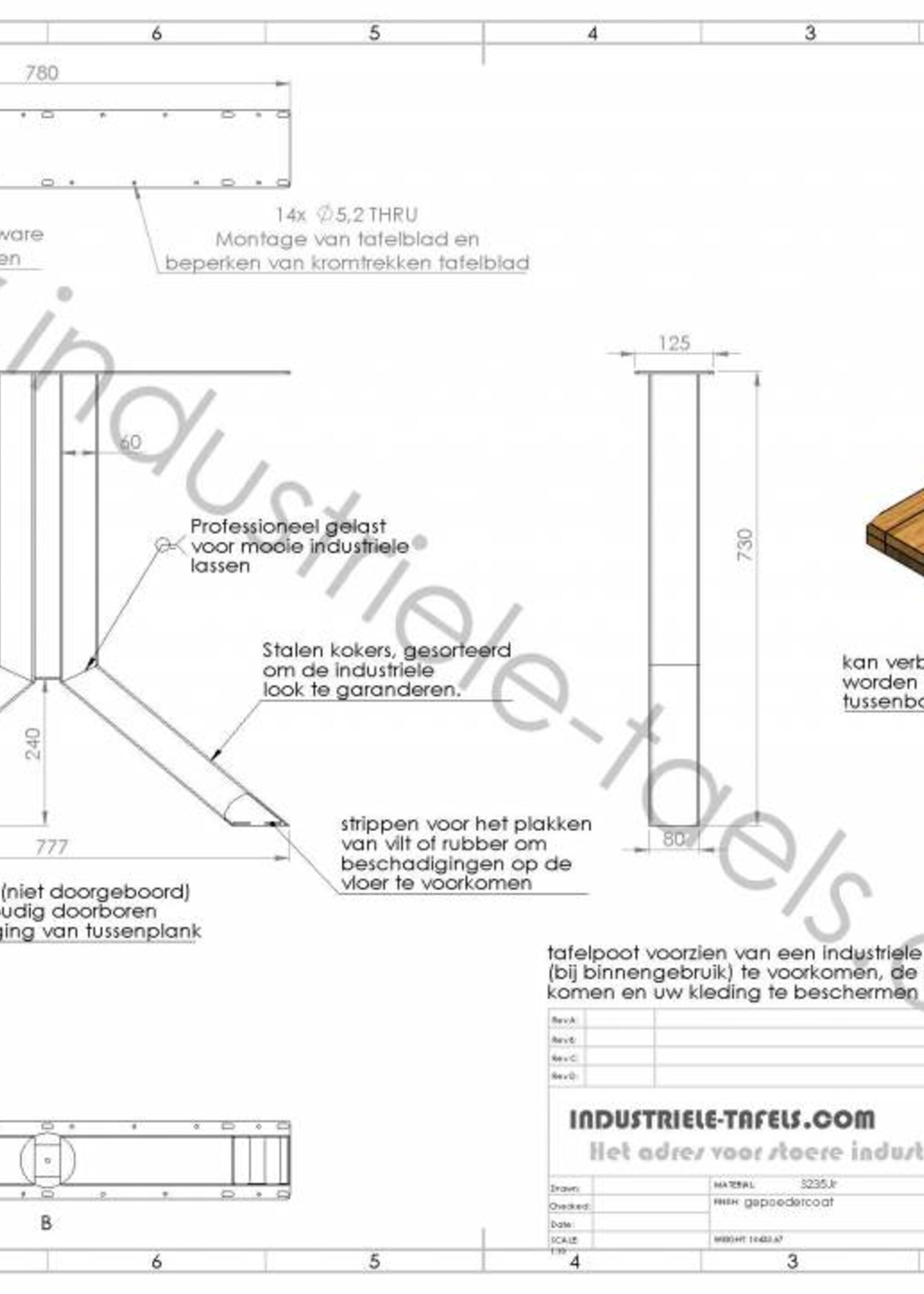 Stalen Split tafelpoot zwart