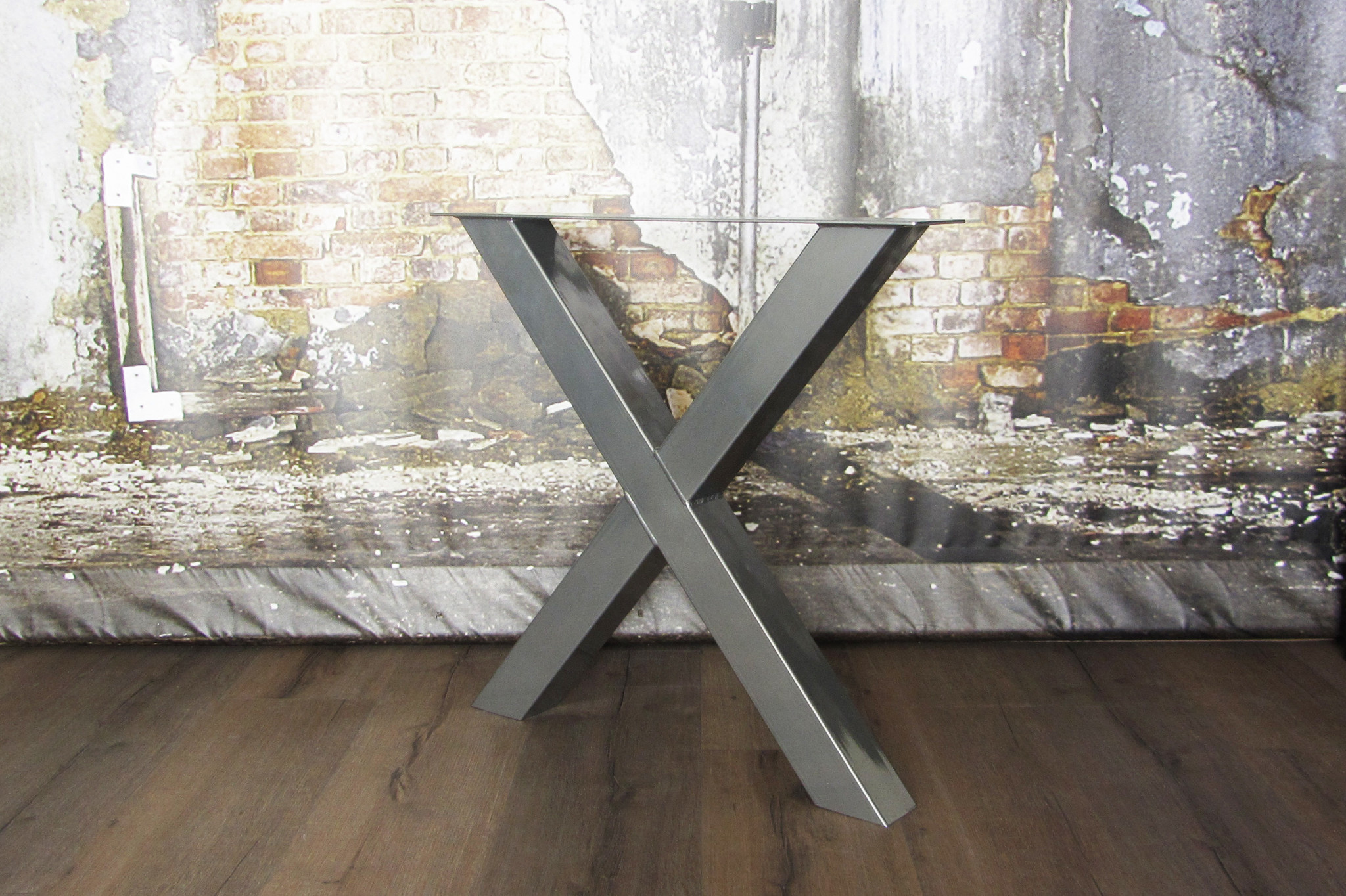 focus gebruiker long Chromen tafelpoot model X kruispoot standaard - Industriele tafels