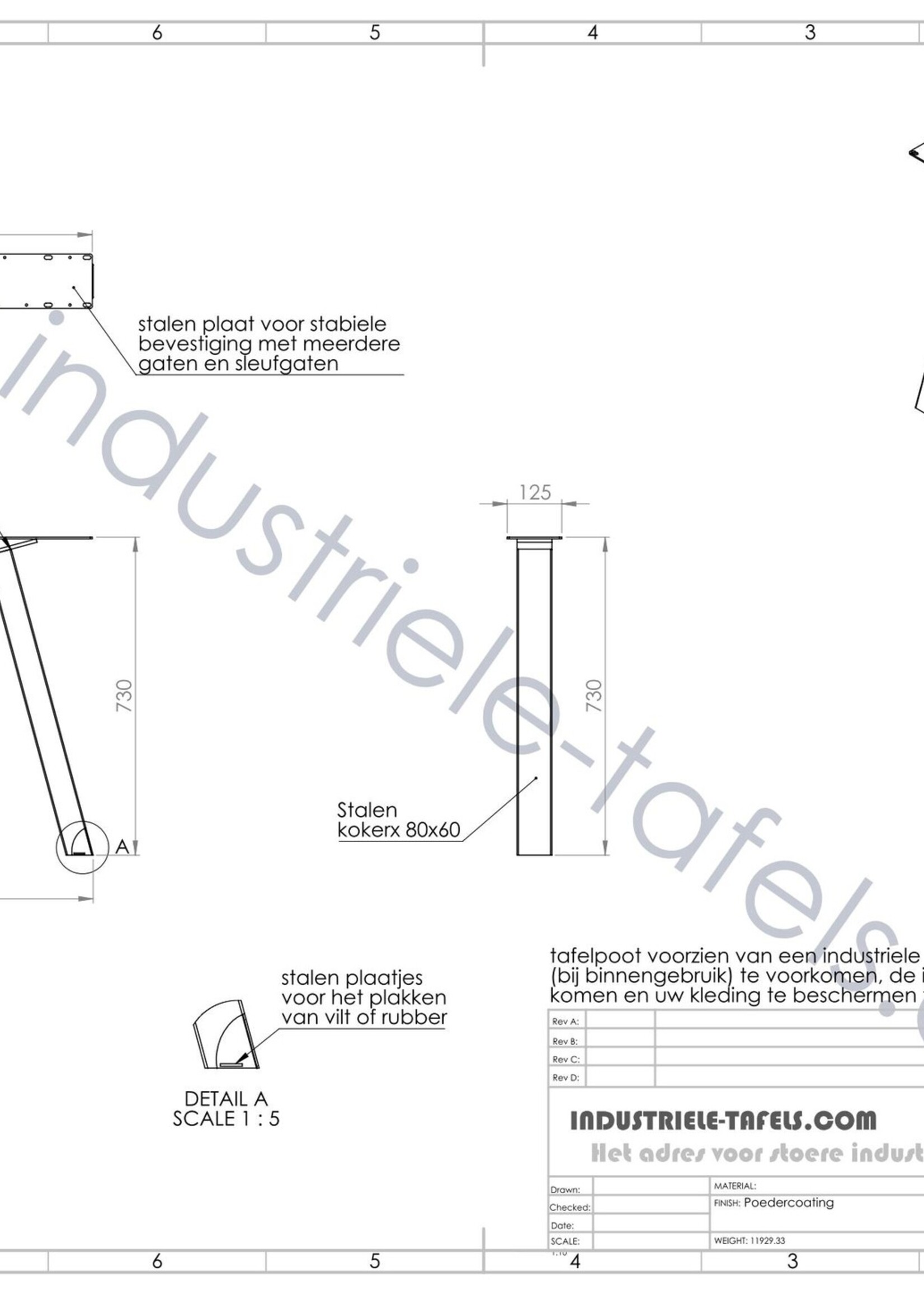 Stalen tafelpoot model M