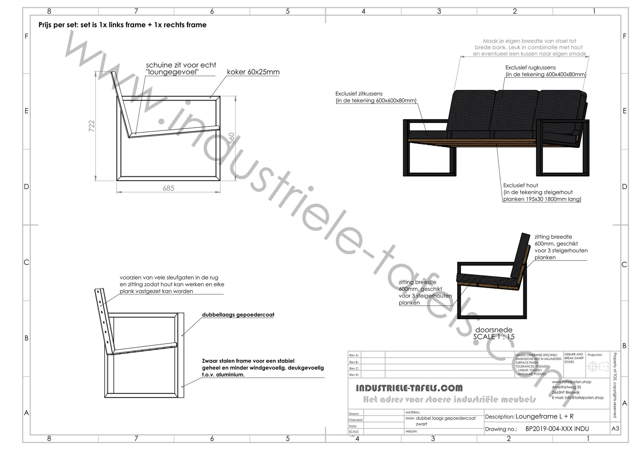 Los loungebank frame / loungestoel frame - Industriele tafels