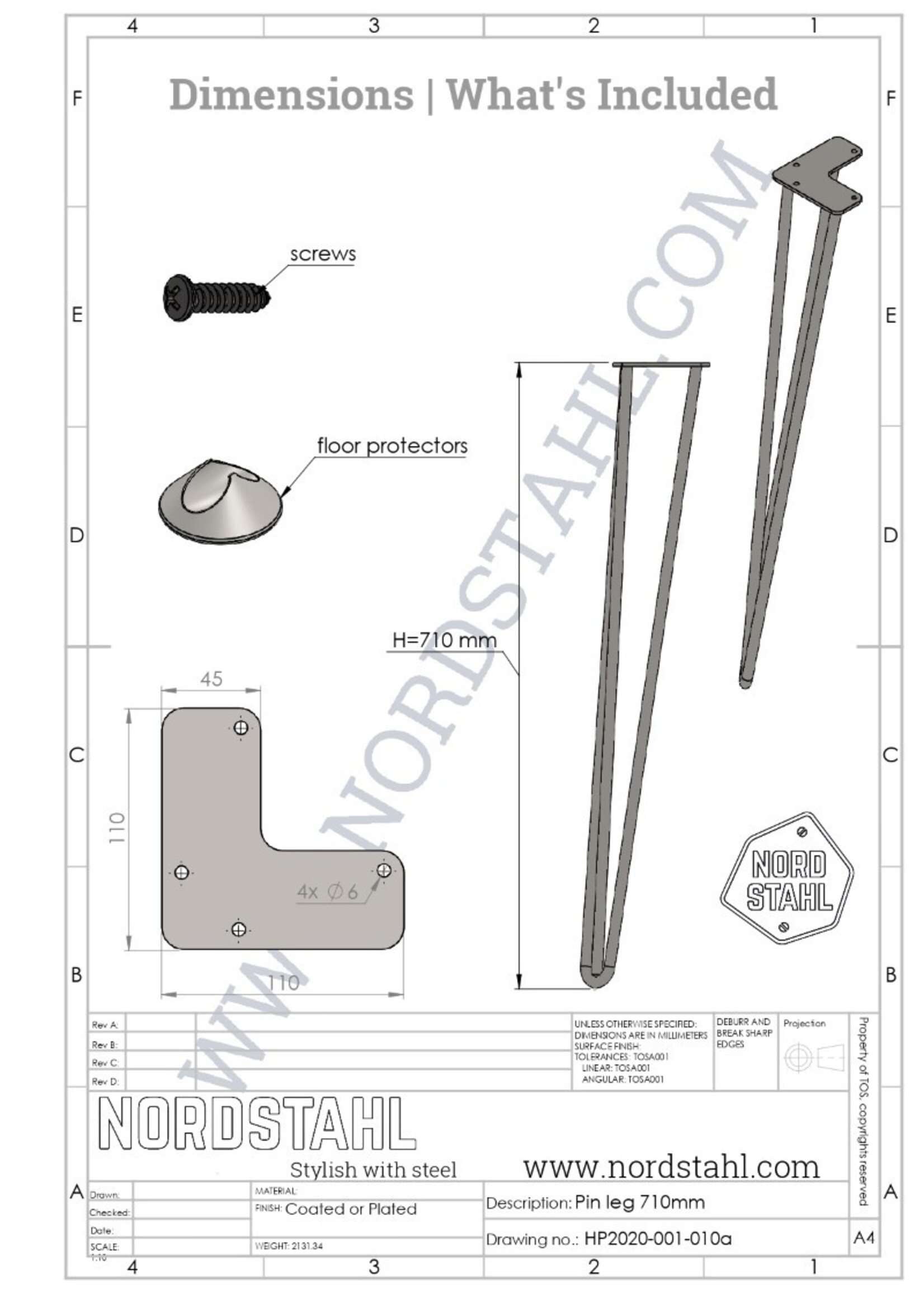 Set hairpin tafelpoten wit