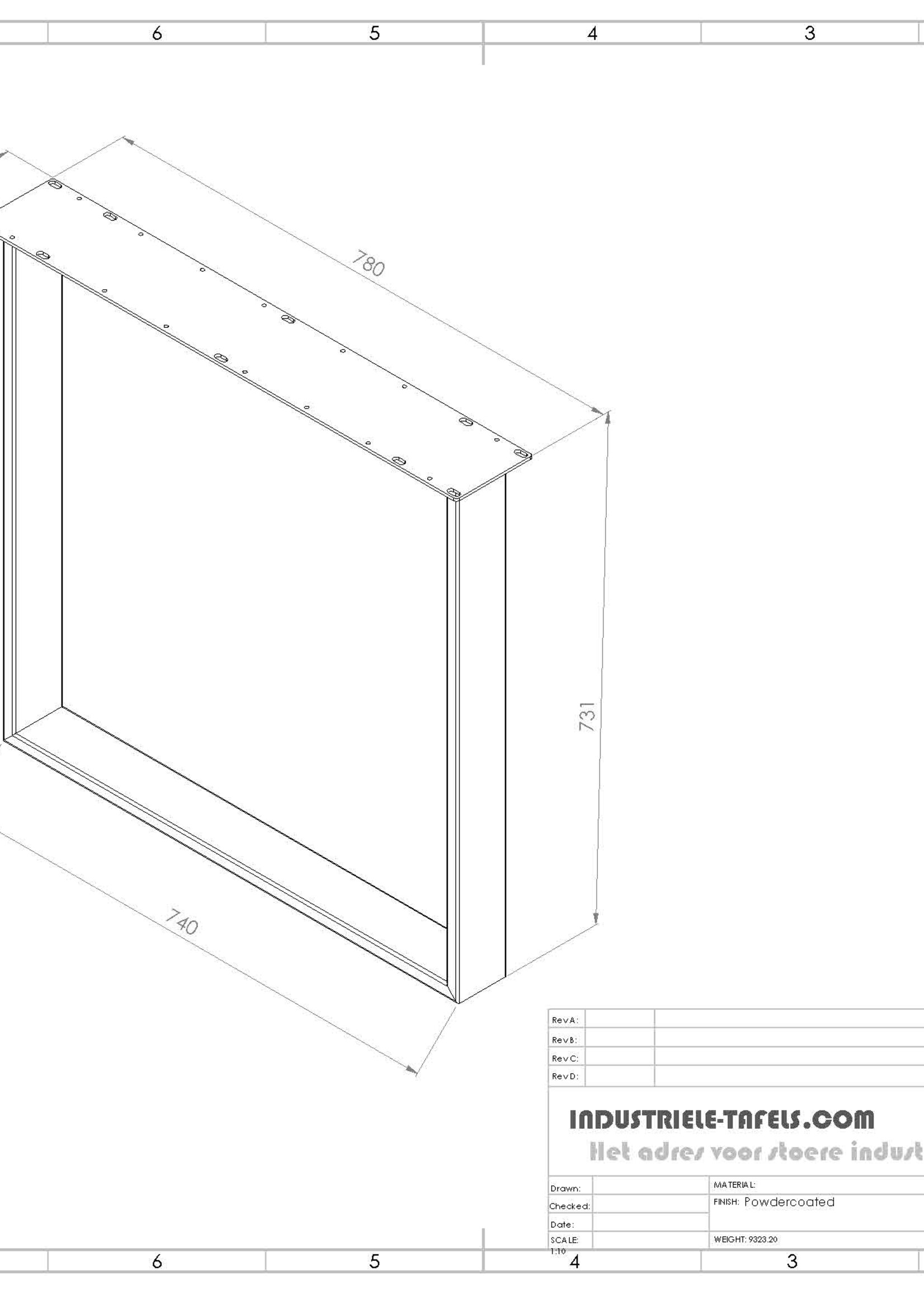 Stalen tafelpoot model U light zwart