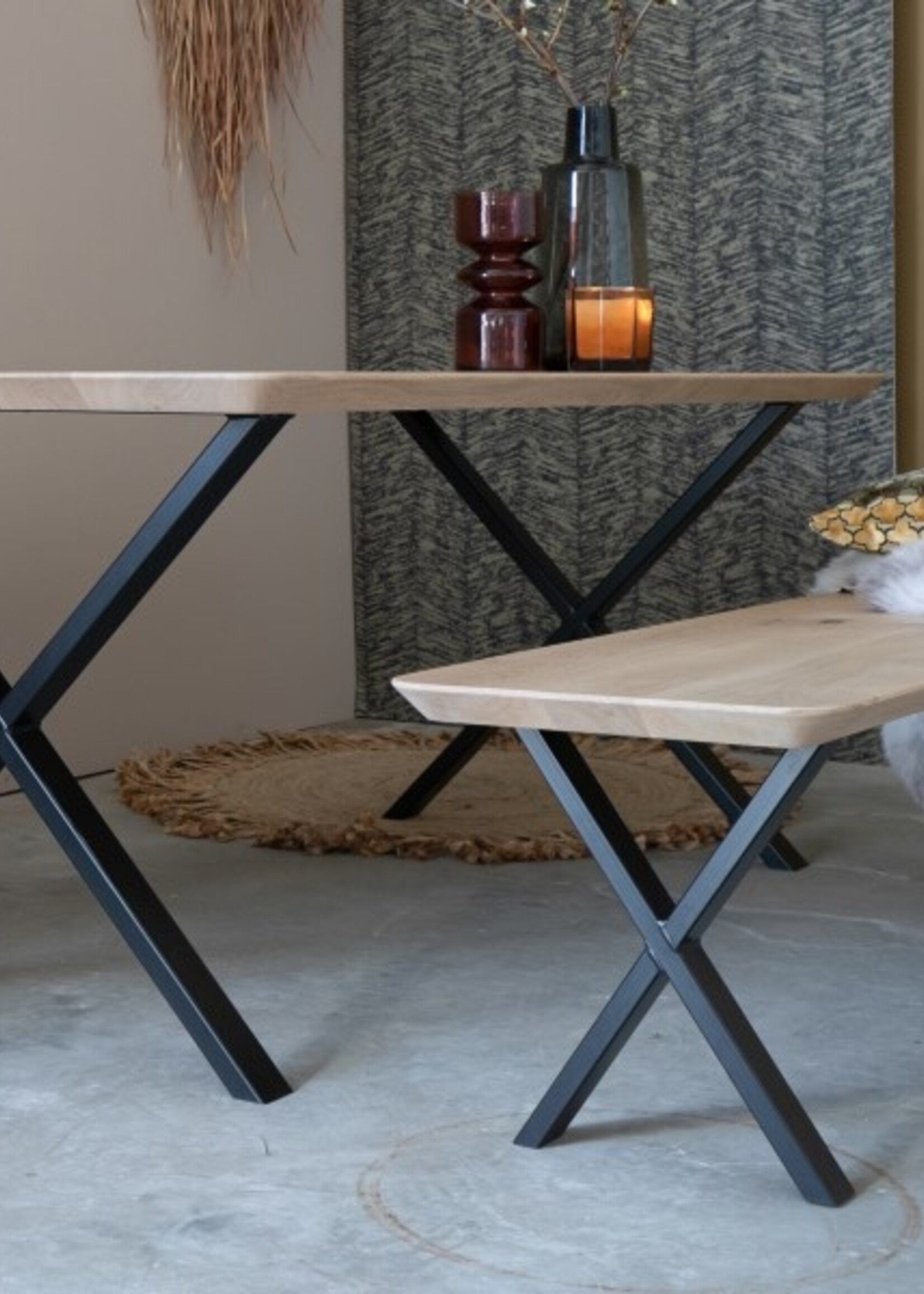 Stalen tafelpoot  X poot Small zwart