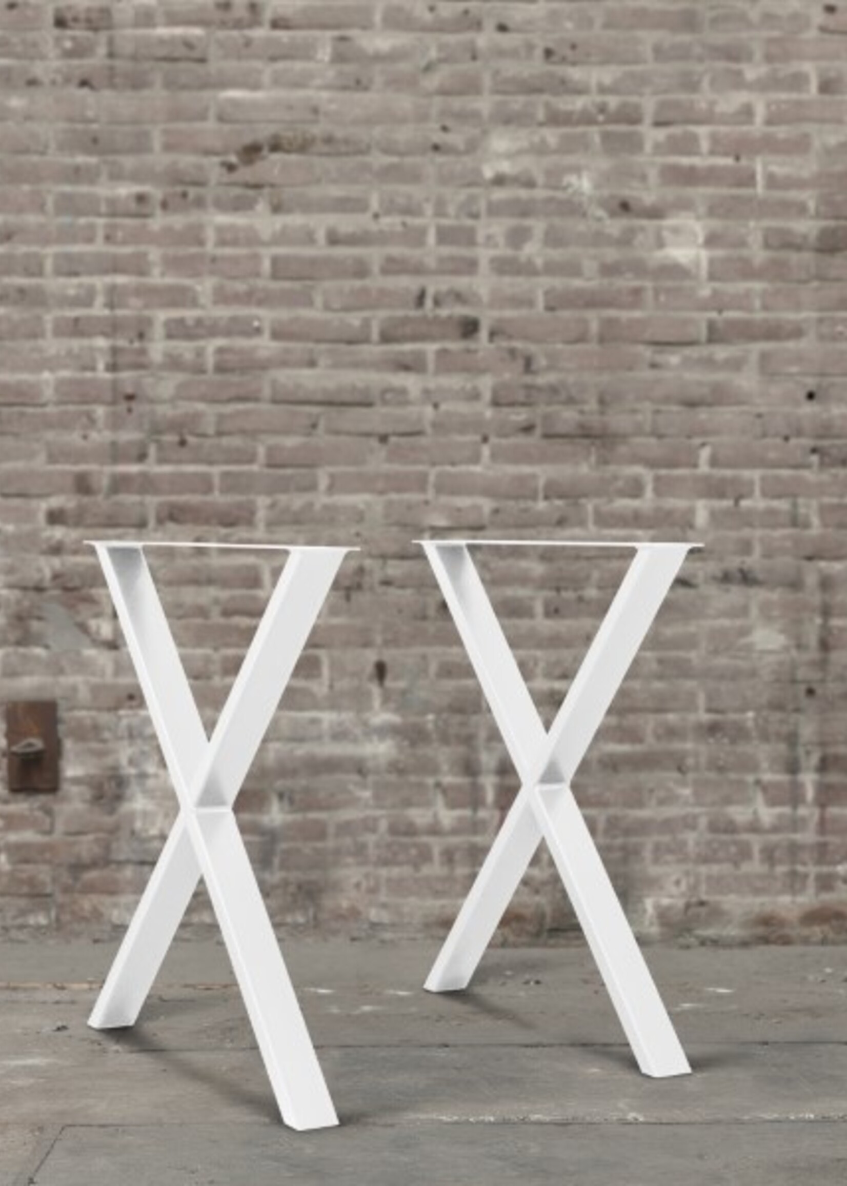 Stalen tafelpoot  X poot Small wit