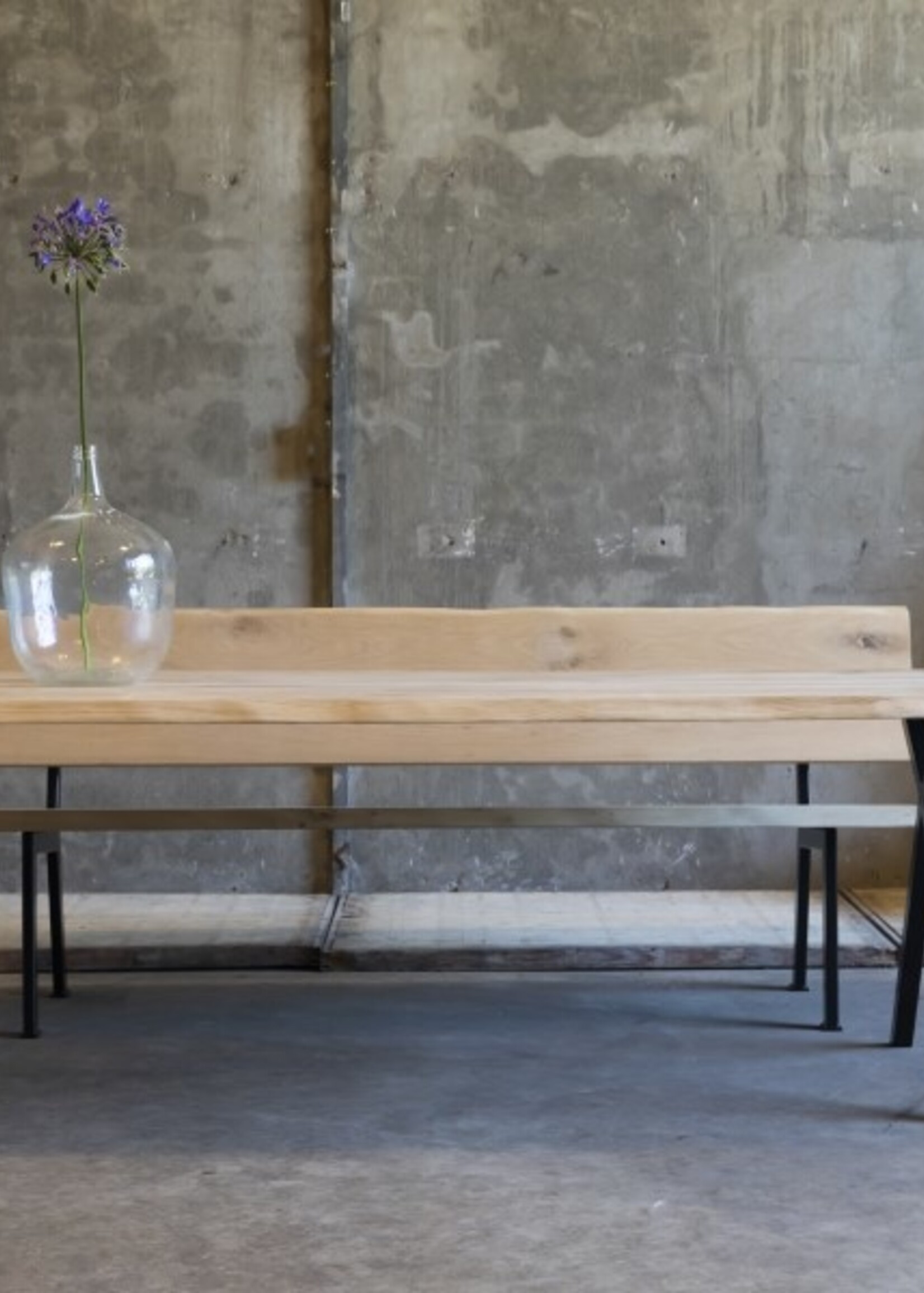 Losse industriele bankpoot met leuning zwart