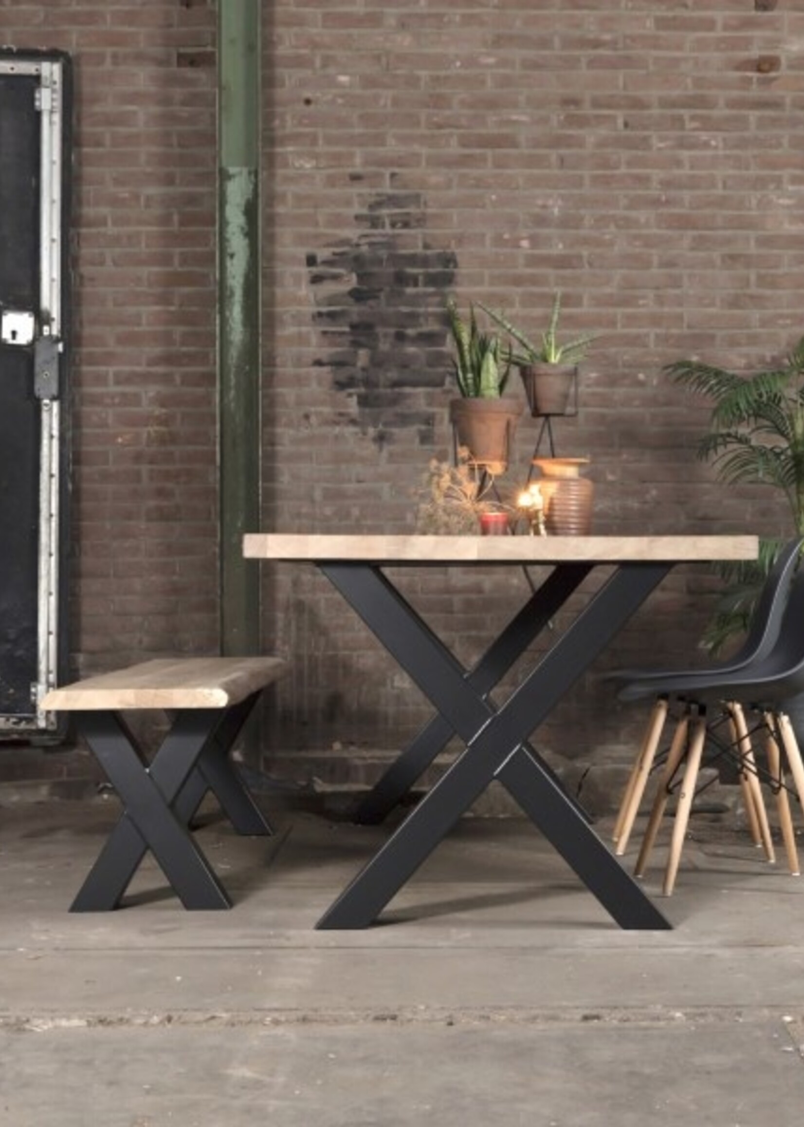 Losse industriele bankpoot model X zwart