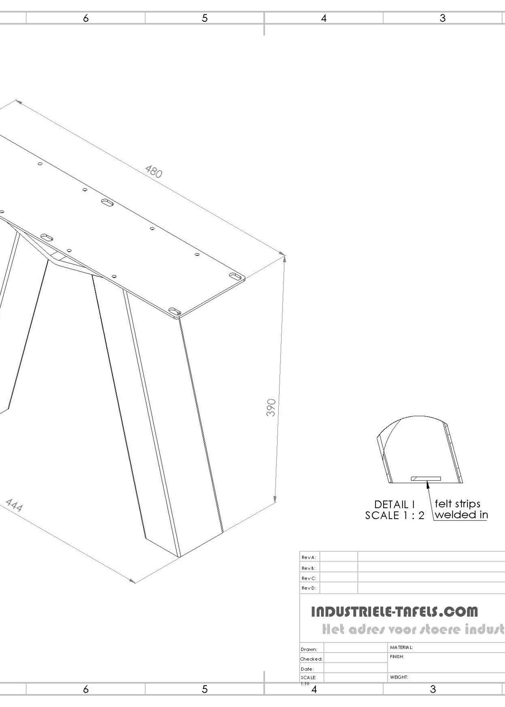 Stalen salontafelpoot M