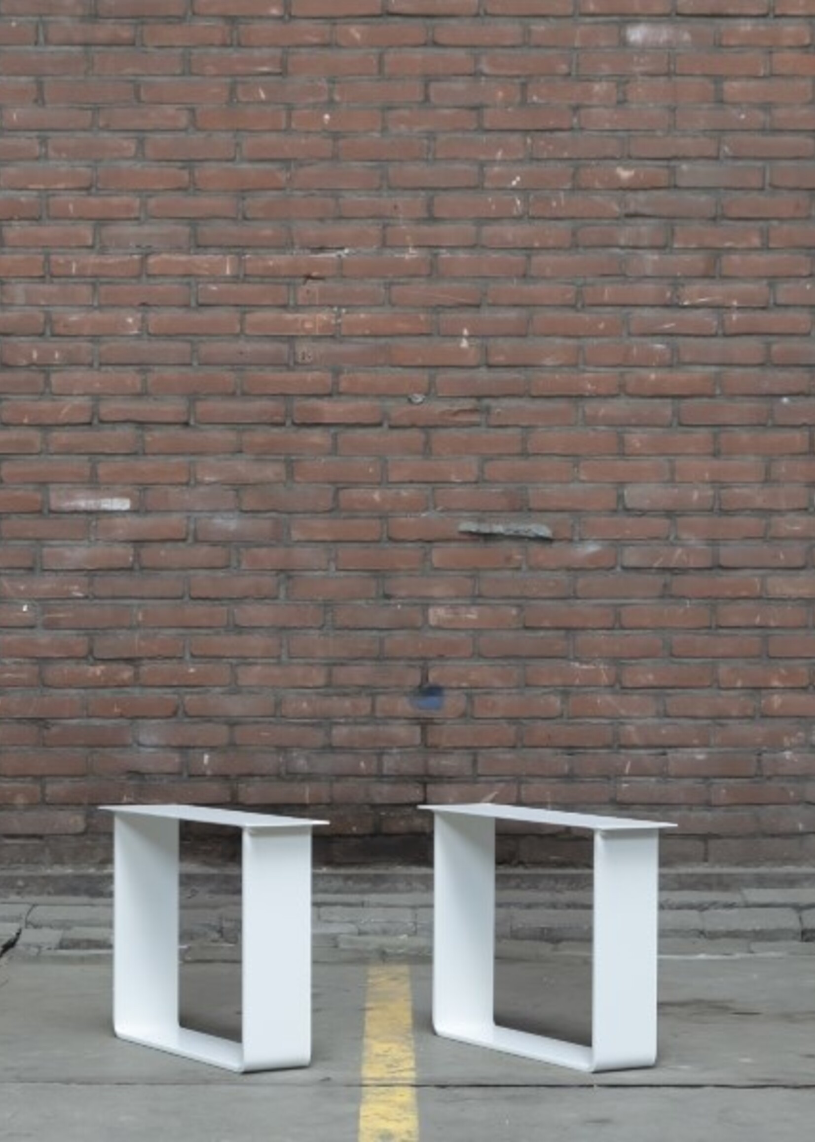 Handgemaakt industrieel salontafel onderstel Strip poot Zwaar wit