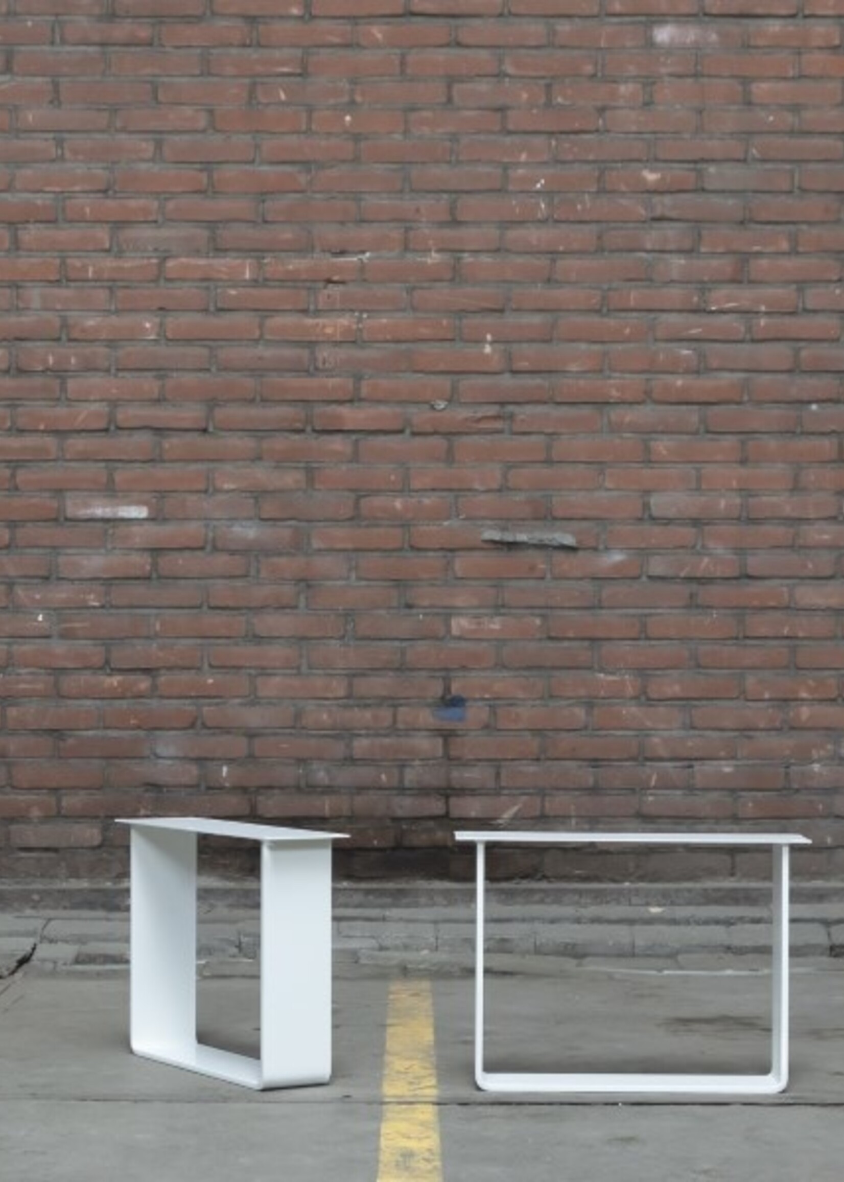 Handgemaakt industrieel salontafel onderstel Strip poot Zwaar wit