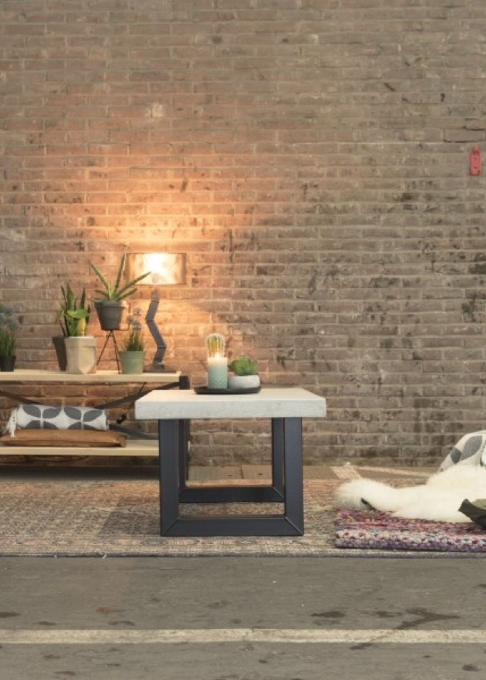 Handgemaakt industrieel salontafel onderstel U poot standaard wit