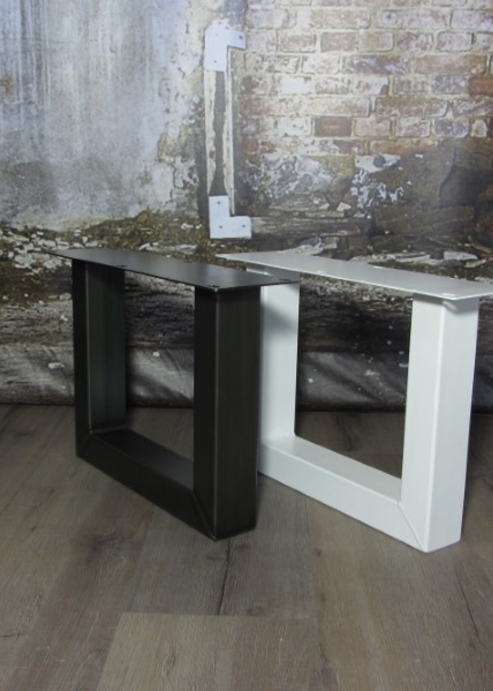 Handgemaakt industrieel salontafel onderstel U poot standaard wit