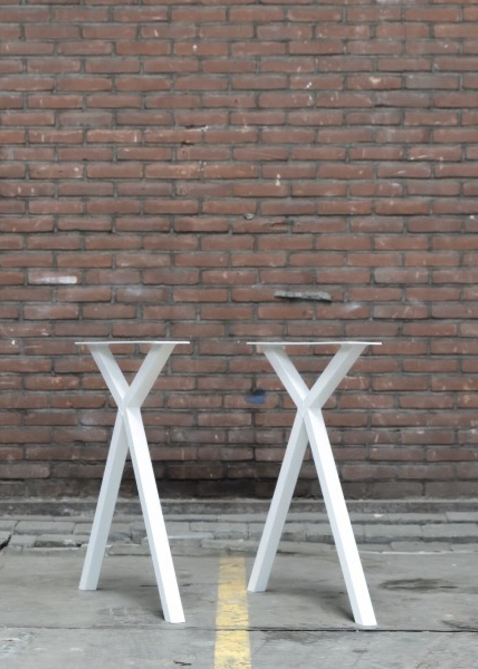 Handgemaakt Industrieel tafelonderstel Scissor poot wit