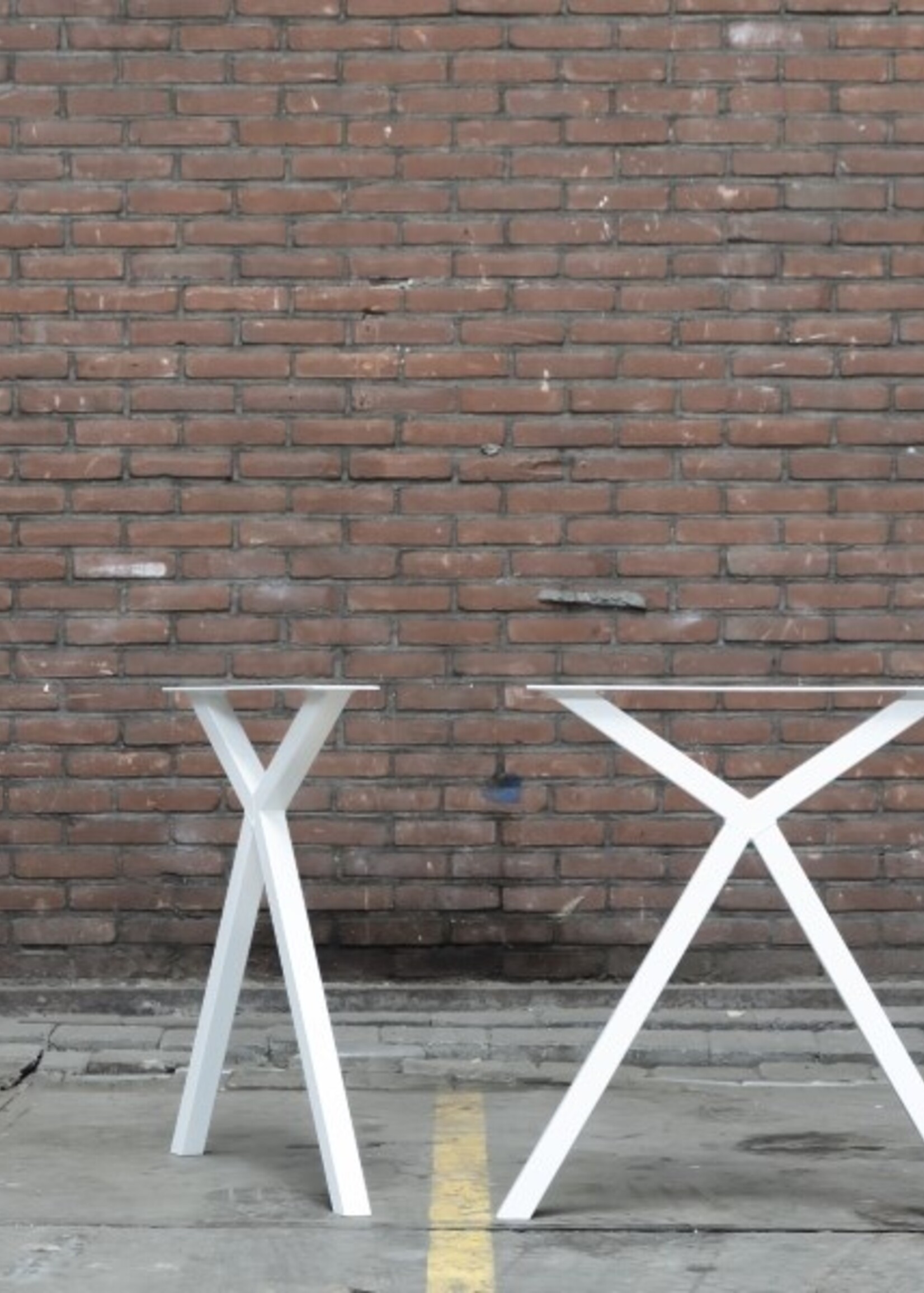 Handgemaakt Industrieel tafelonderstel Scissor poot wit