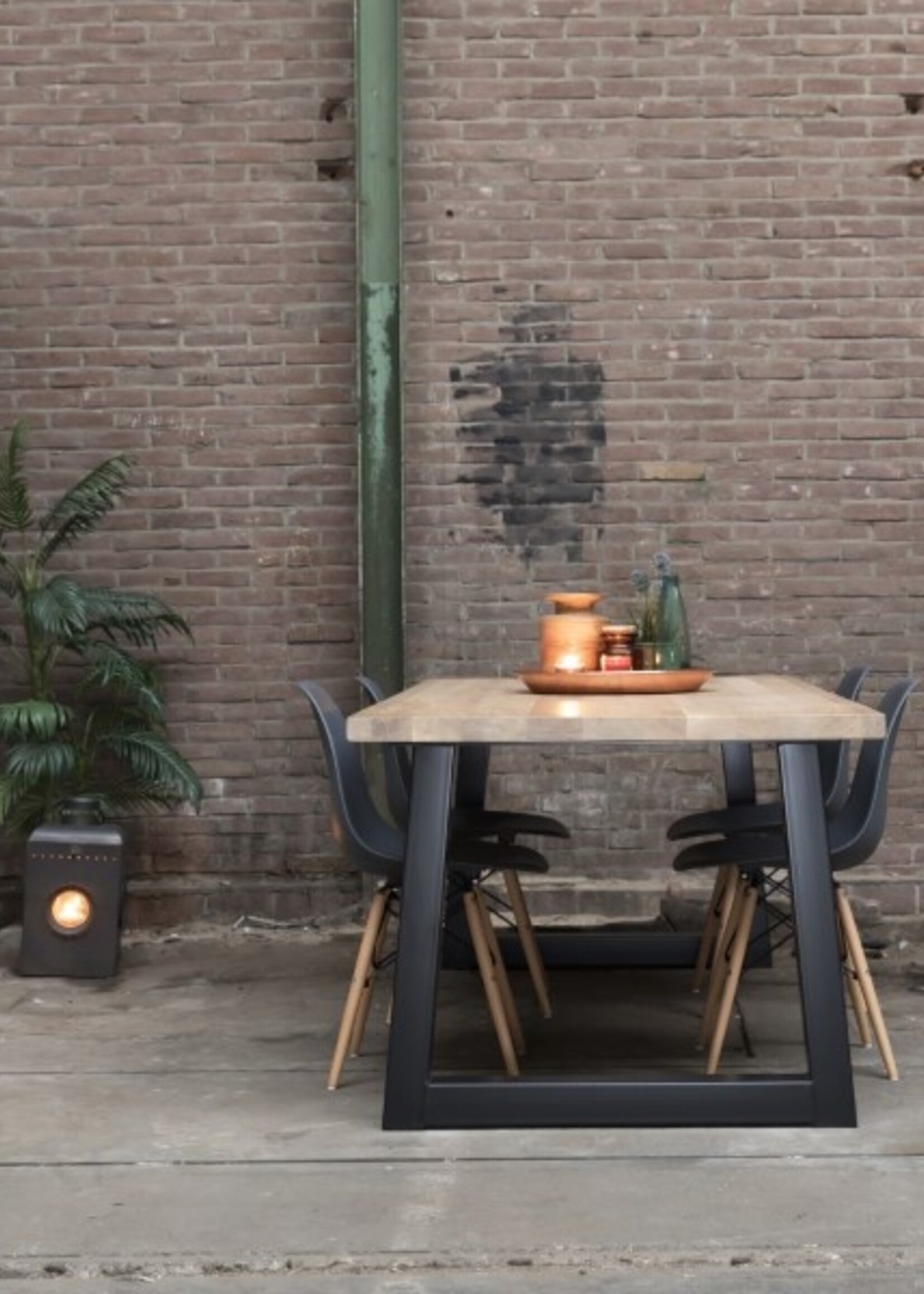 Handgemaakt Industrieel tafelonderstel Trapezium poot standaard zwart