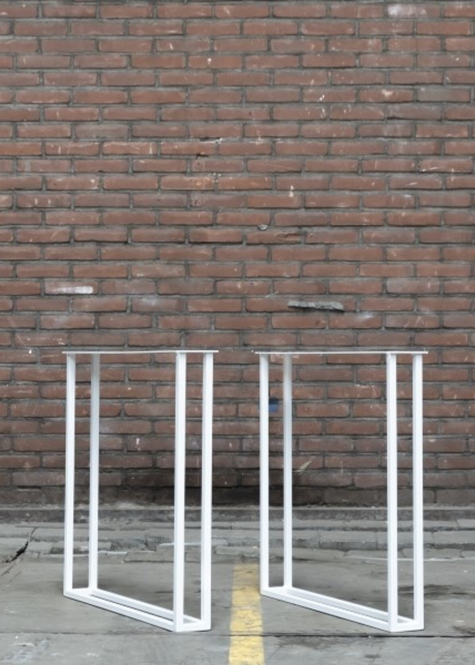 Handgemaakt stalen Twin U tafelonderstel wit