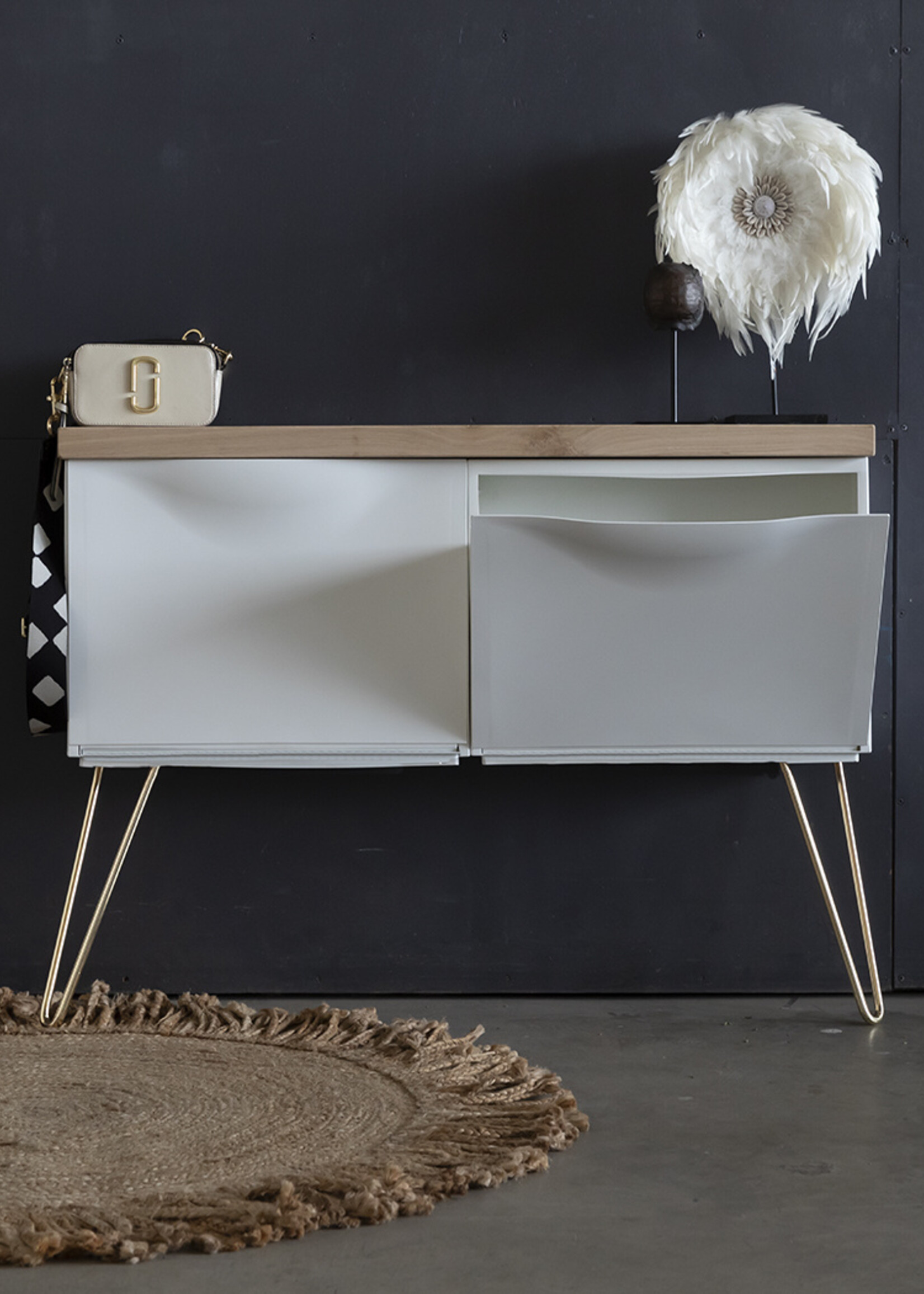 Trones schoenenkast eikenhouten plank