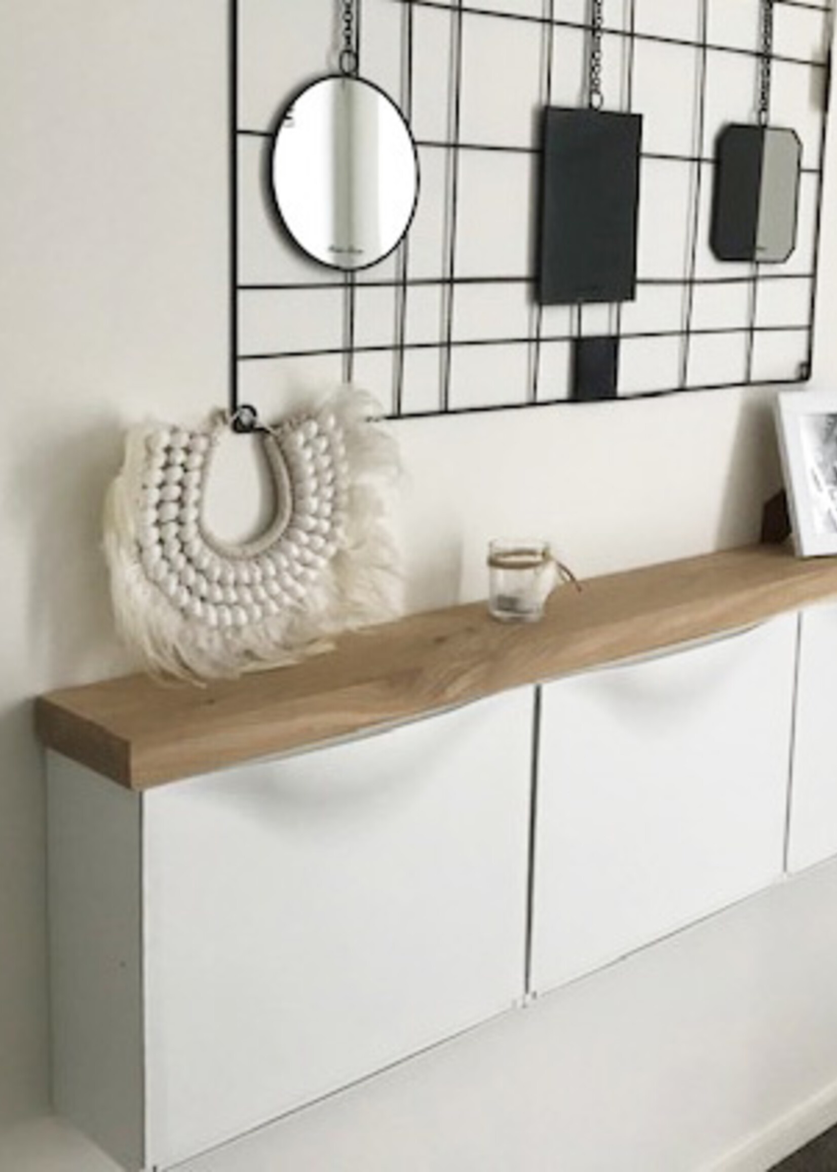 Trones schoenenkast eikenhouten plank