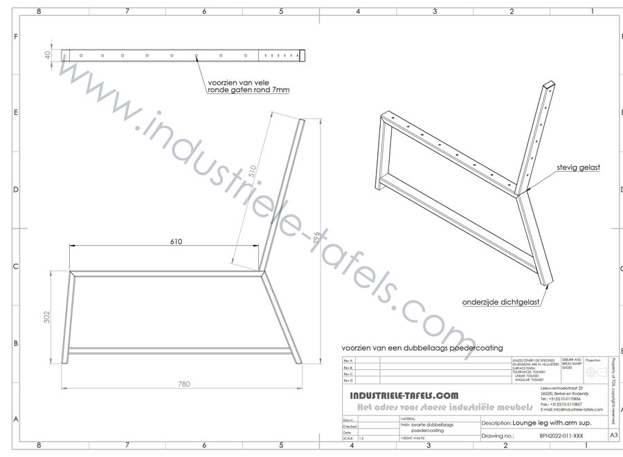 Lounge hoekbank frame zwart