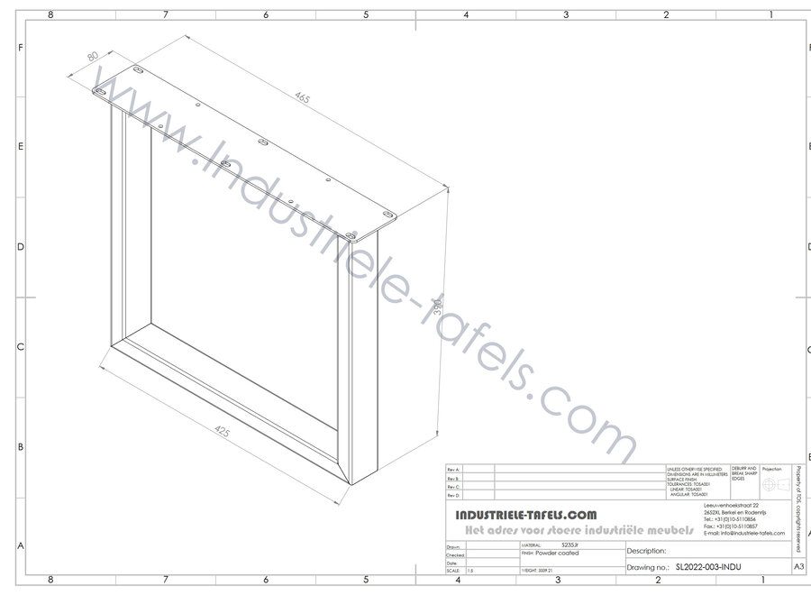 Salontafel poten model U salon small zwart