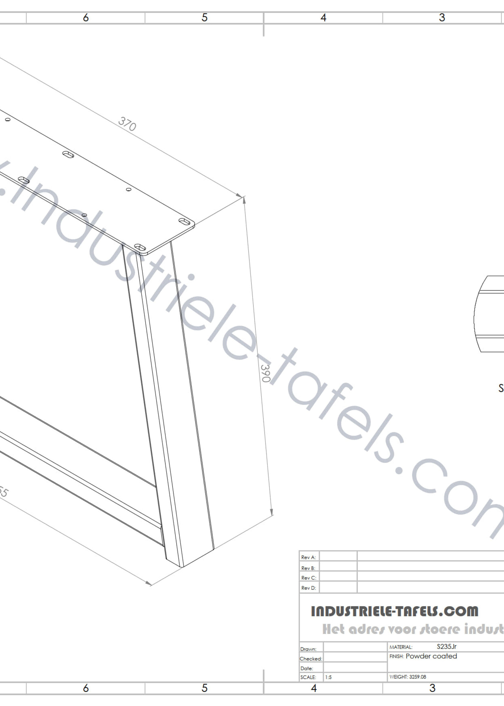 Salontafel poten model Trapezium salon small zwart