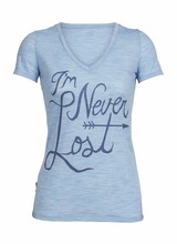 Icebreaker  ICEBREAKER W´s Tech Lite Short Sleeve V Never Lost - Mist Blue Heather