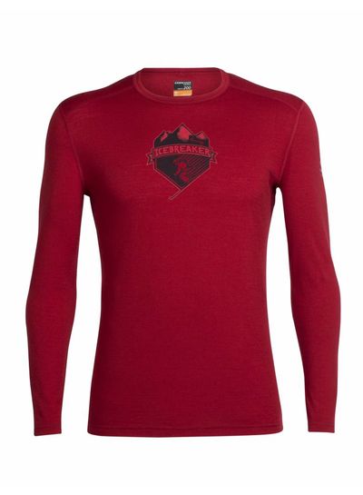 Icebreaker  ICEBREAKER Mens Oasis Long Sleeve Crewe - Oxblood