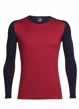 Icebreaker  ICEBREAKER Mens Tech Top Long Sleeve Crewe Merino - Oxblood