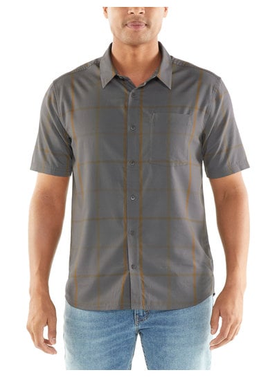 Icebreaker  ICEBREAKER Mens Compass Short Sleeve Shirt - Timberwolf Tobacco