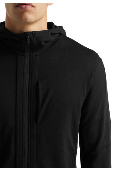 Icebreaker  ICEBREAKER Herren Quantum lll Long Sleeve Zip Hood Merino - Black