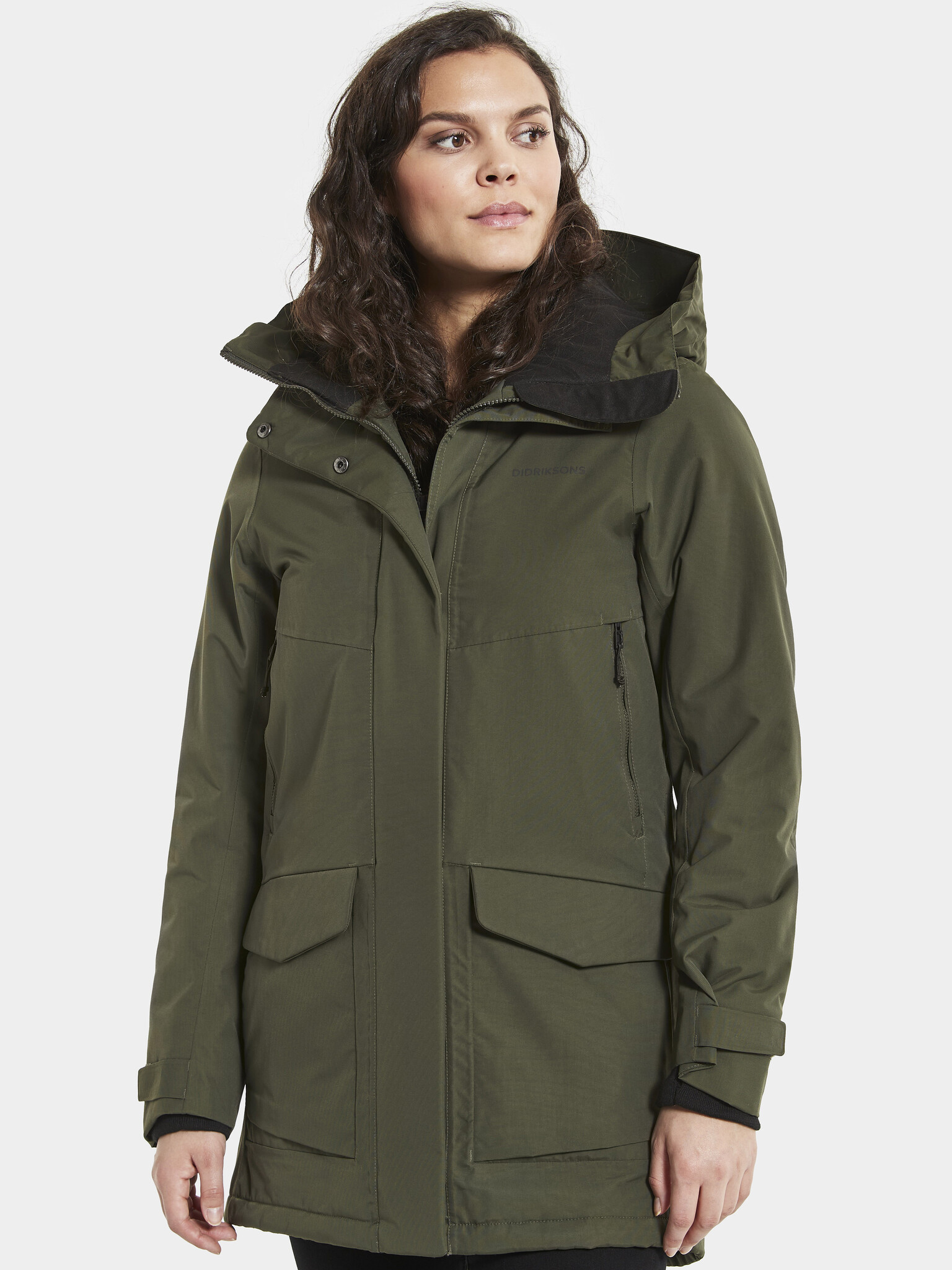Didriksons Parka Frida 7 Giacca Impermeabile Donna - Verde Scuro (EU 44) Con CUCITURE NASTRATE