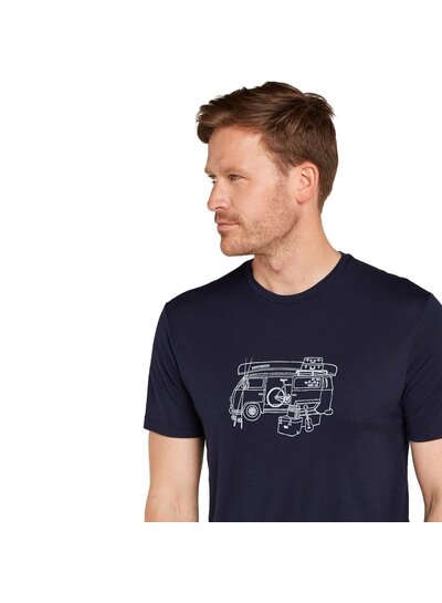 Icebreaker  ICEBREAKER Mens Tech Lite SS Crewe Van Life - Navy