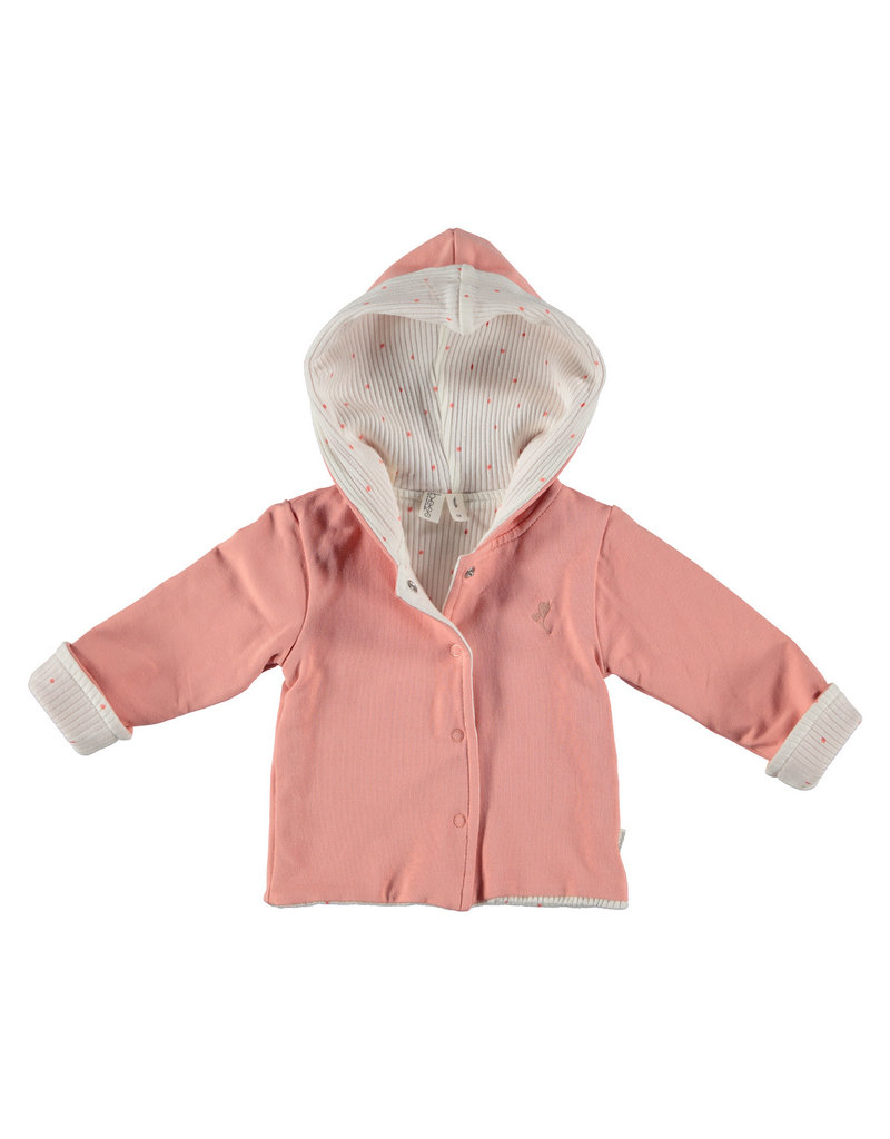 BESS Babykleding Bess Vestje hoody Reversible Organic dusty rose BO3009 038